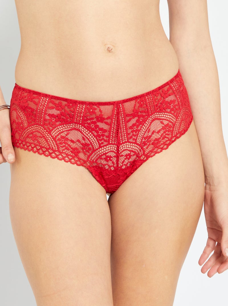 Tanga dentelle rouge - Kiabi