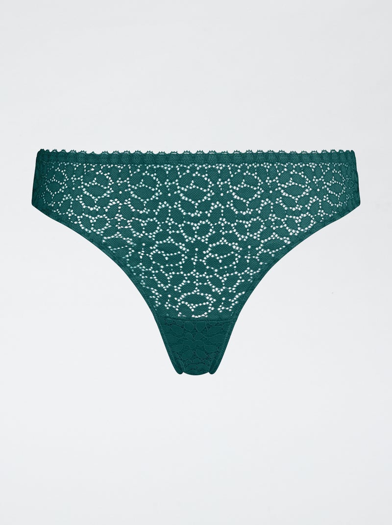 Tanga 'Dim' en dentelle Vert - Kiabi