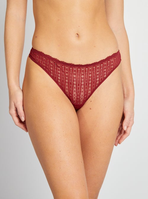 Tanga en dentelle avec bijou - Kiabi