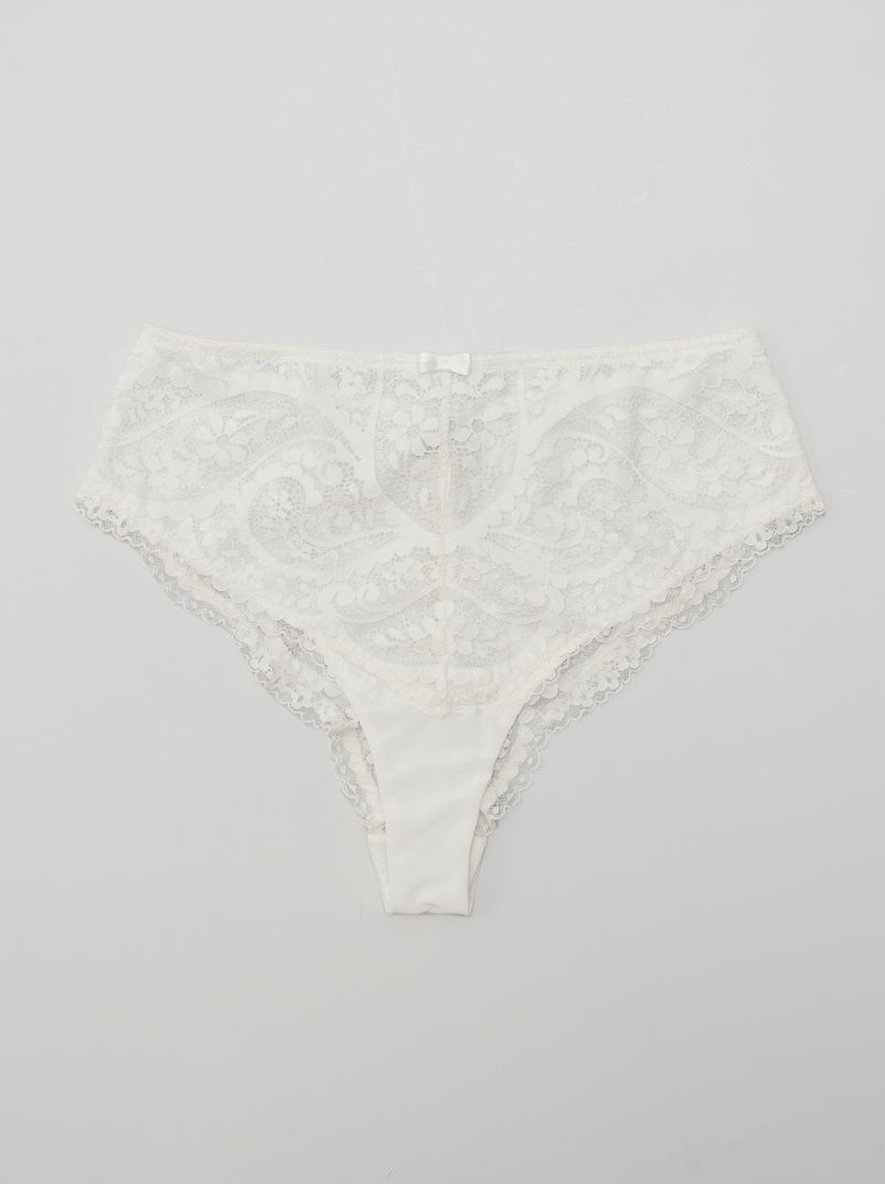 Tanga en dentelle blanc - Kiabi