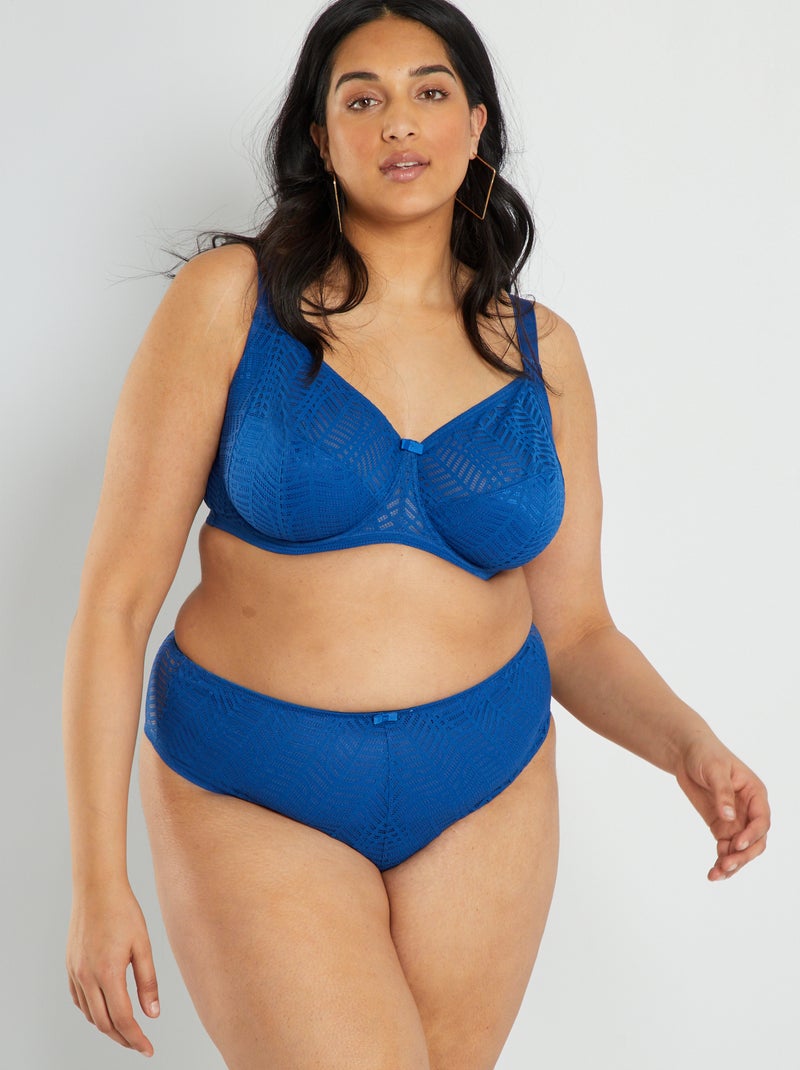 Tanga en dentelle bleu - Kiabi