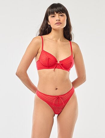 Tanga en dentelle coeurs - Saint-Valentin