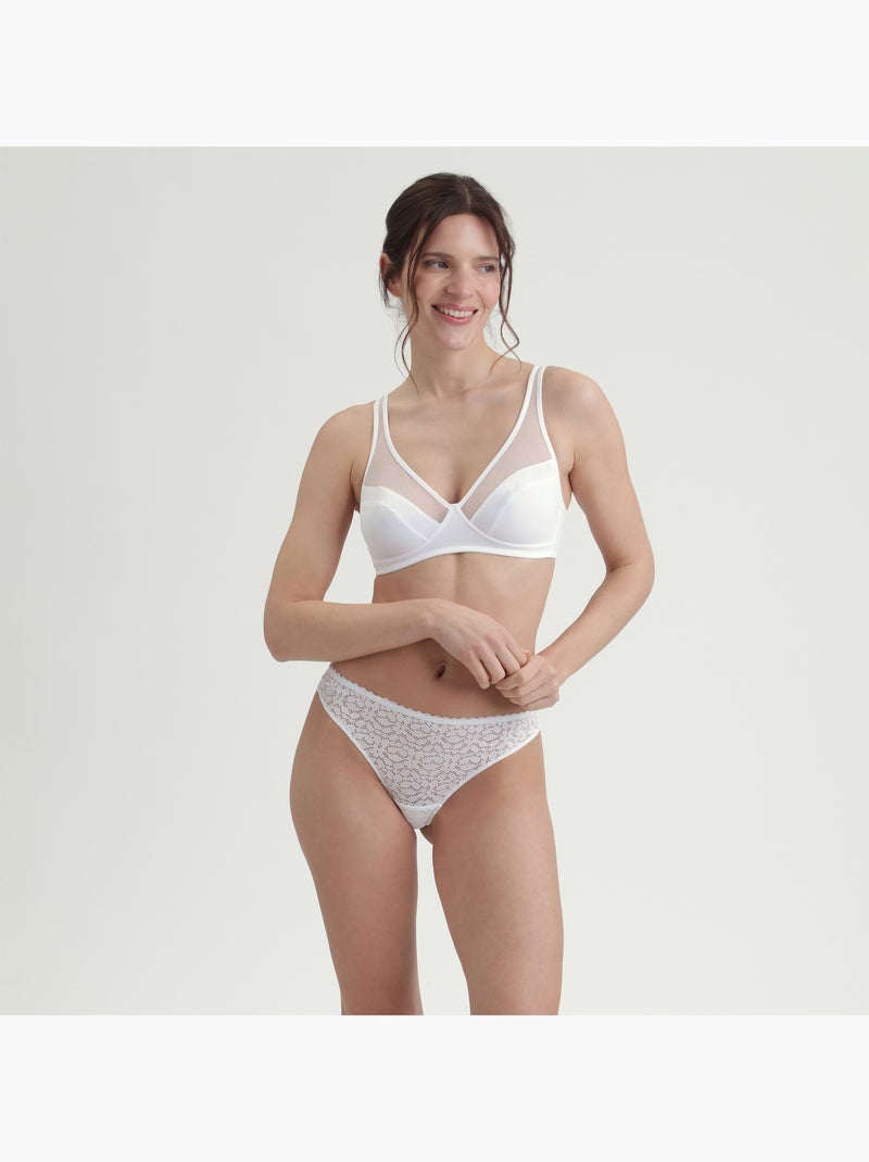 Tanga en dentelle Daily Dentelle Blanc - Kiabi