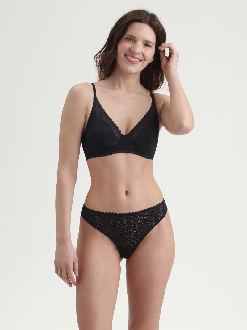 Tanga en dentelle Daily Dentelle Noir - Kiabi