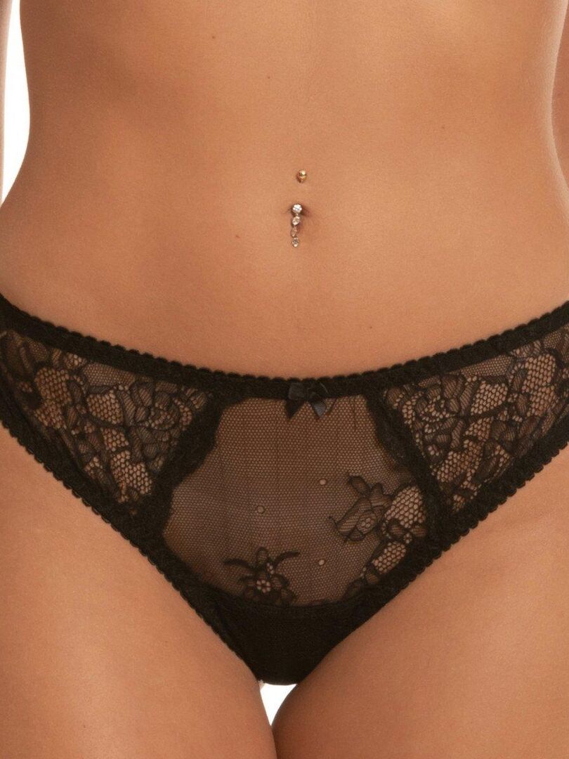 Tanga en dentelle Hymne à l'Amour Noir - Kiabi