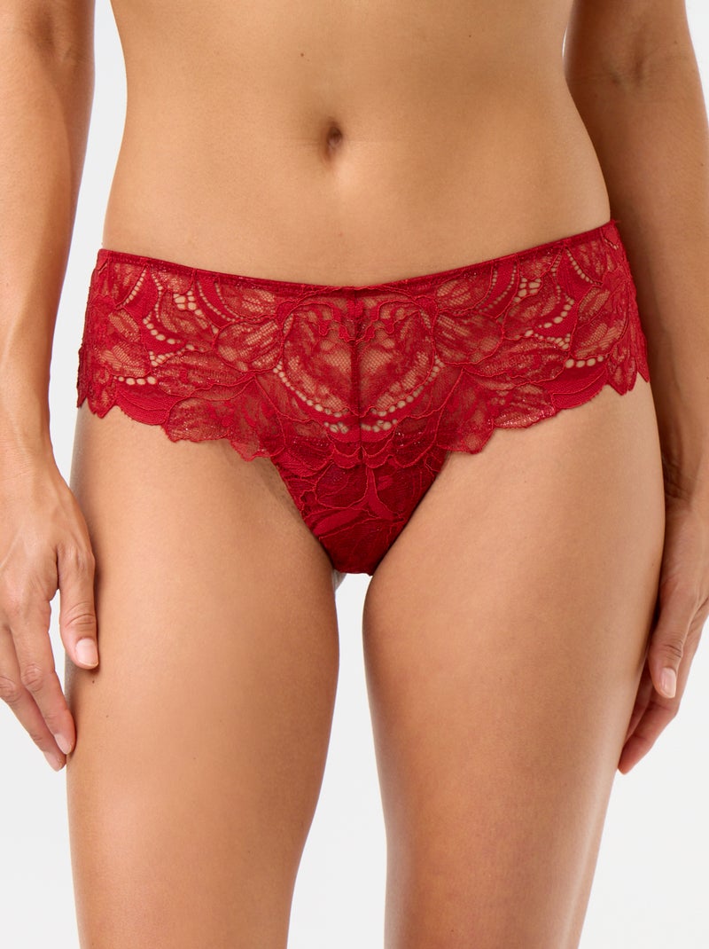 Tanga en dentelle pailletée Rouge - Kiabi