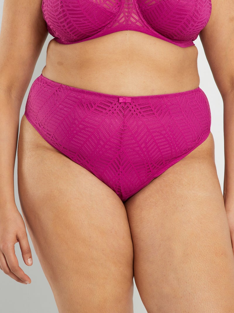 Tanga en dentelle rose - Kiabi