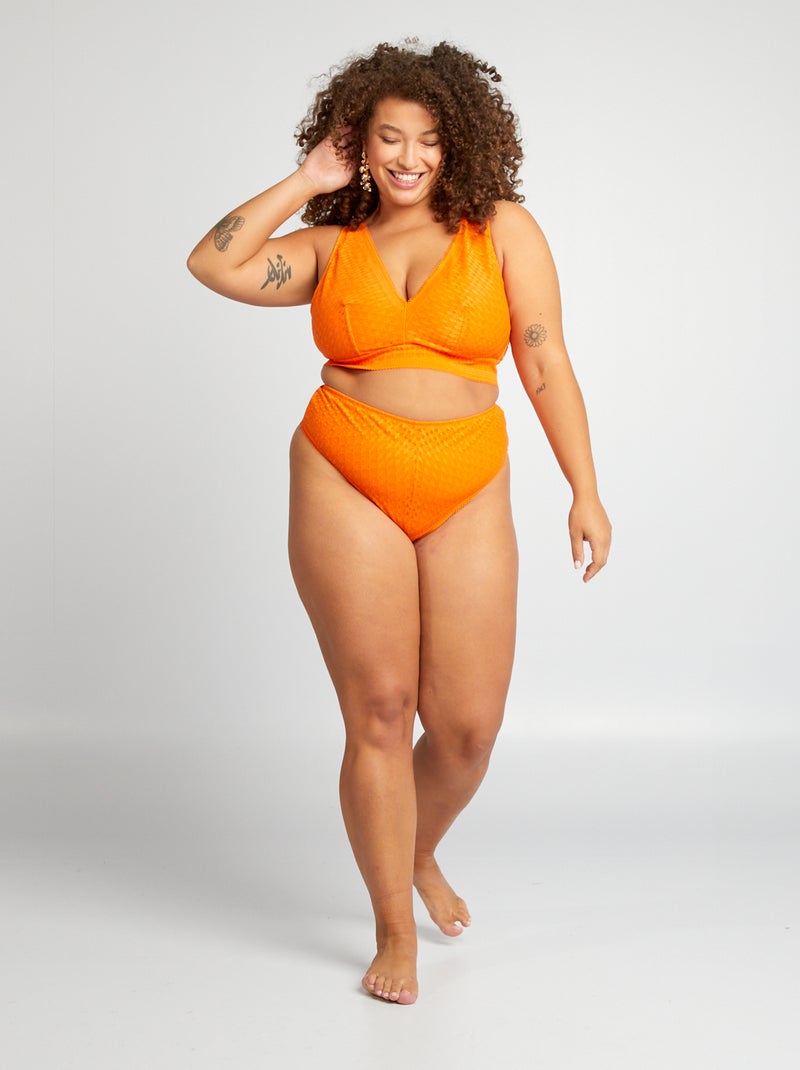 Tanga en dentelle transparente Orange - Kiabi