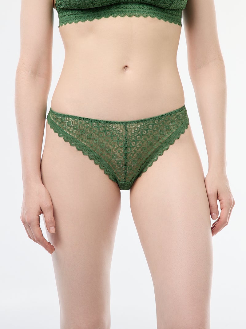 Tanga en dentelle Vert - Kiabi