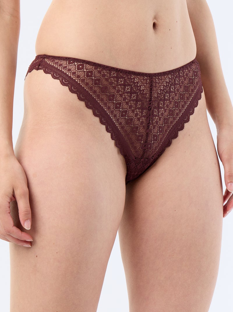 Tanga en dentelle Violet foncé - Kiabi