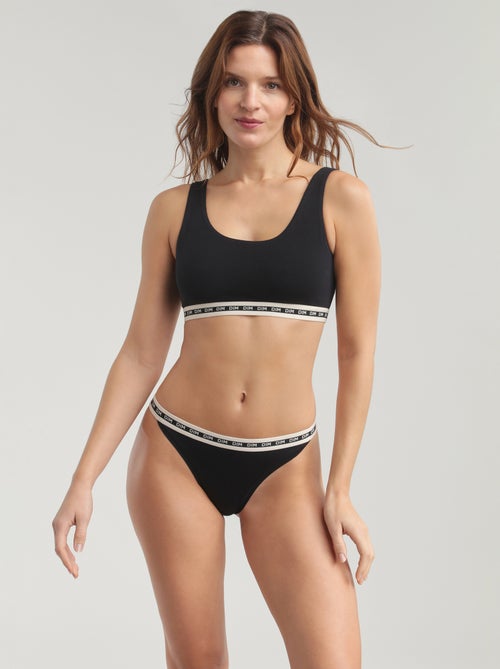Tanga en microfibre et ceinture contrastée Icons Essentiel - Kiabi