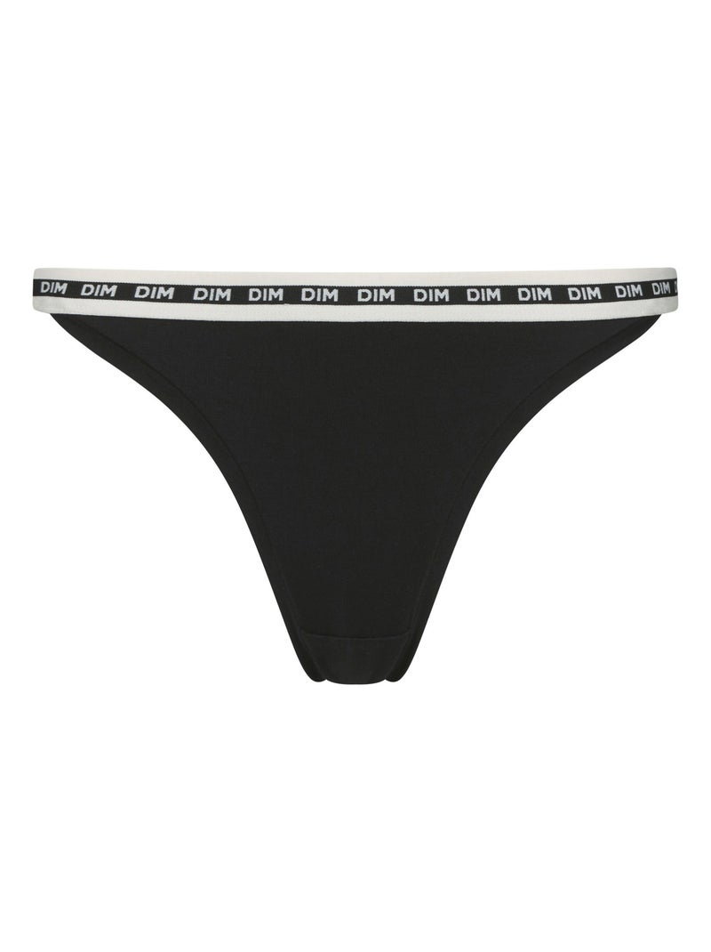 Tanga en microfibre et ceinture contrastée Icons Essentiel Noir - Kiabi