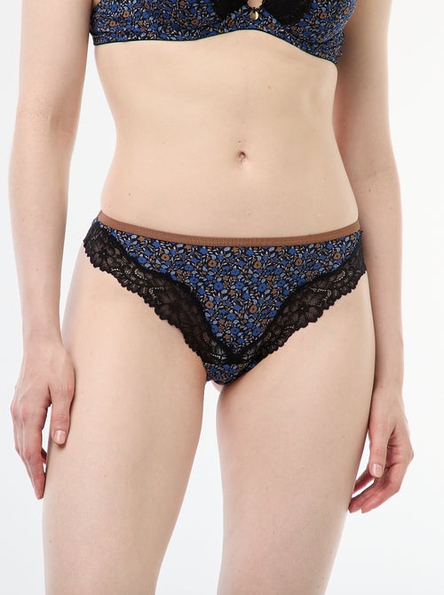 Tanga en microfibre imprimé - Kiabi