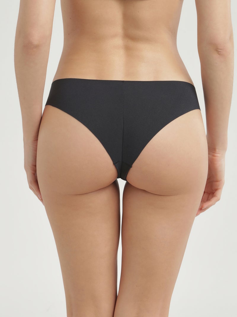 Tanga en microfibre sans couture  No Show Invisible Noir - Kiabi