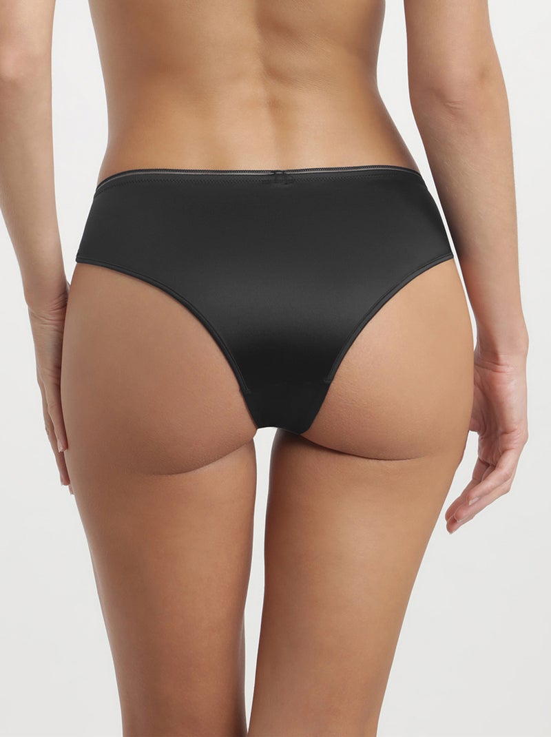 Tanga en microfibre satinée Dim Chéri Gris foncé - Kiabi