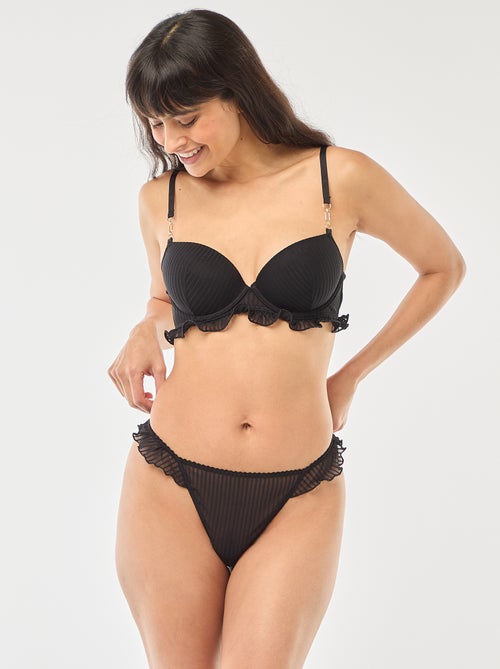 Tanga en tulle rayé - Kiabi