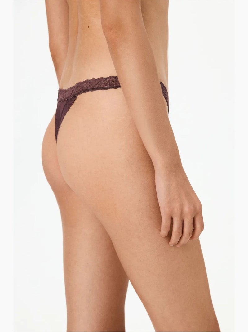 Tanga femme confortable en coton penti Rouge bordeaux - Kiabi