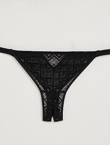 Tanga fendu dentelle Blondie - RougeGorge Lingerie
