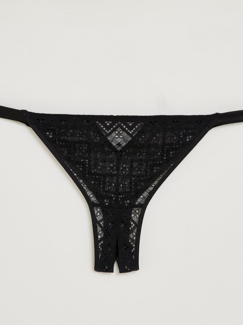 Tanga fendu dentelle Blondie - RougeGorge Lingerie Noir - Kiabi