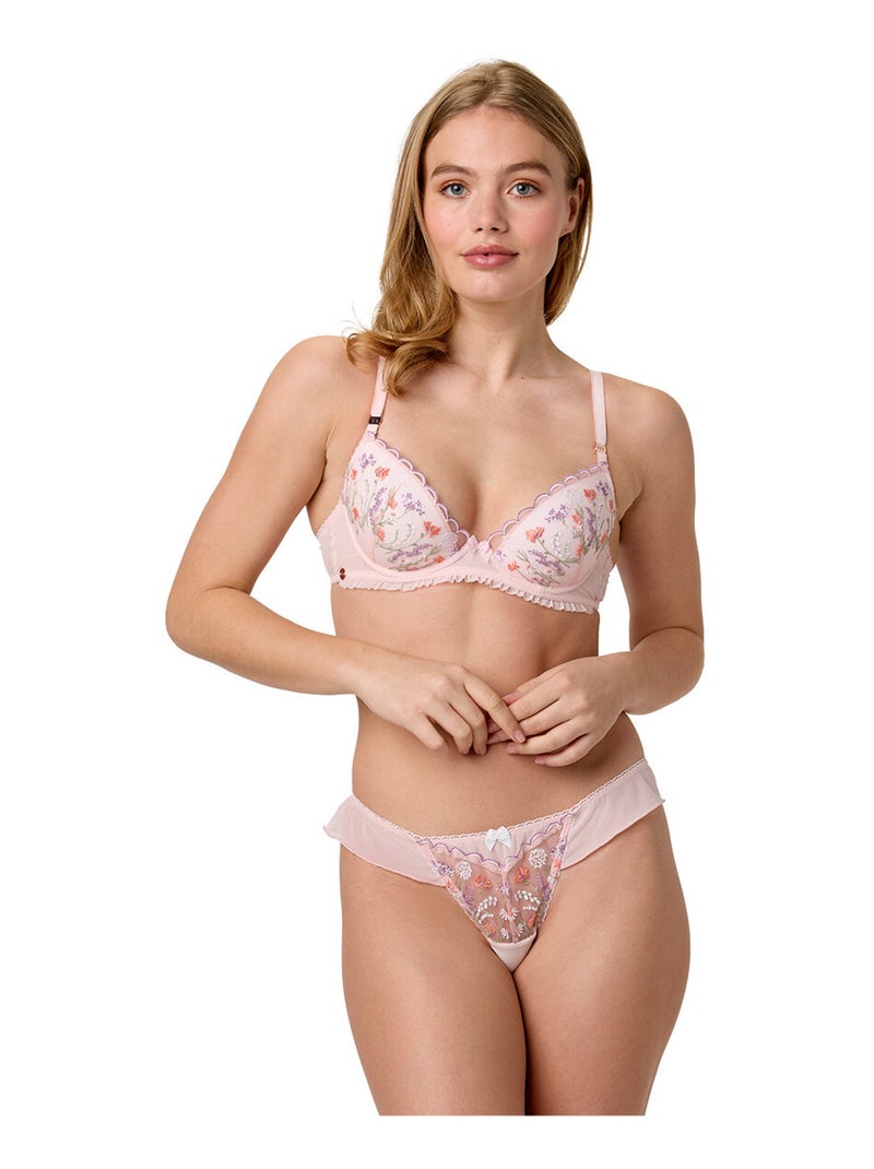 Tanga FLORAISON - Brigitte Bardot Lingerie Rose - Kiabi