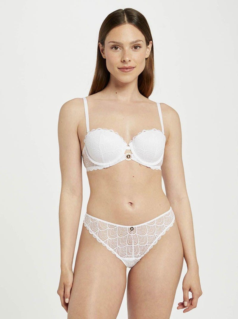 Tanga JUSTINE DENTELLE - Morgan Lingerie Blanc - Kiabi