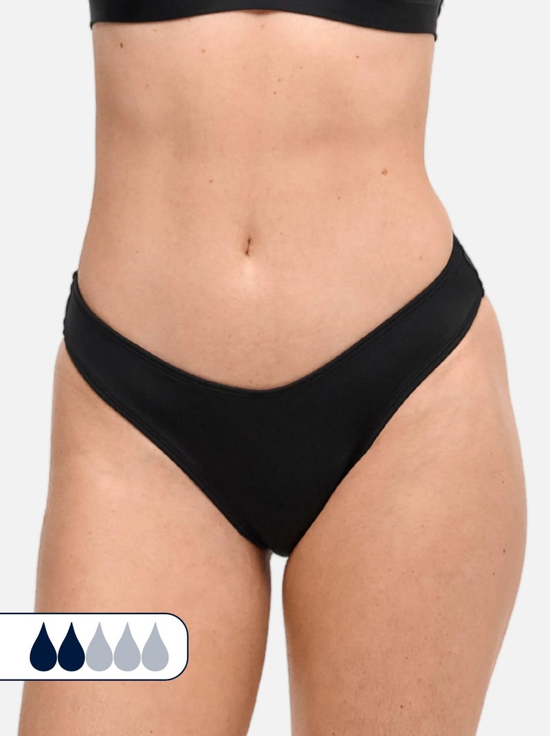 Tanga Maillot de Bain Menstruel - Femme - Flux Léger - Mila - SORIO Noir - Kiabi