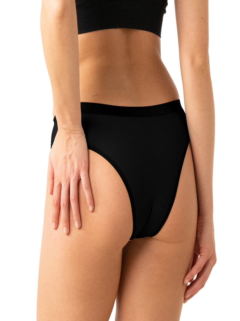 Tanga menstruel femme Athena Noir - Kiabi