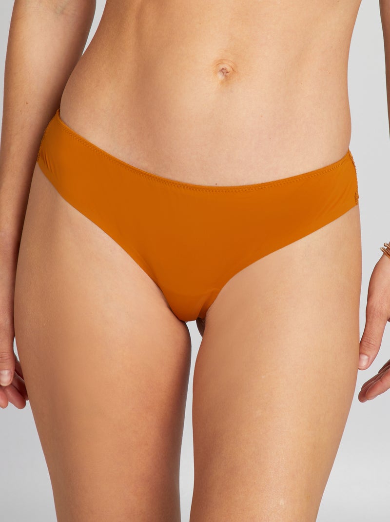 Tanga micro et dentelle Jaune - Kiabi