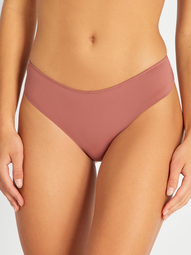 Tanga micro et dentelle Vieux rose - Kiabi