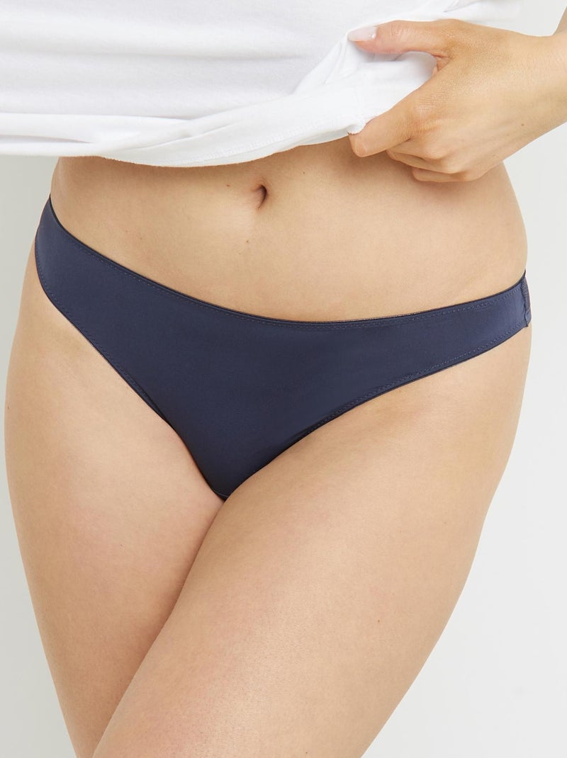 Tanga microfibre et dentelle Bee - RougeGorge Lingerie Bleu marine - Kiabi