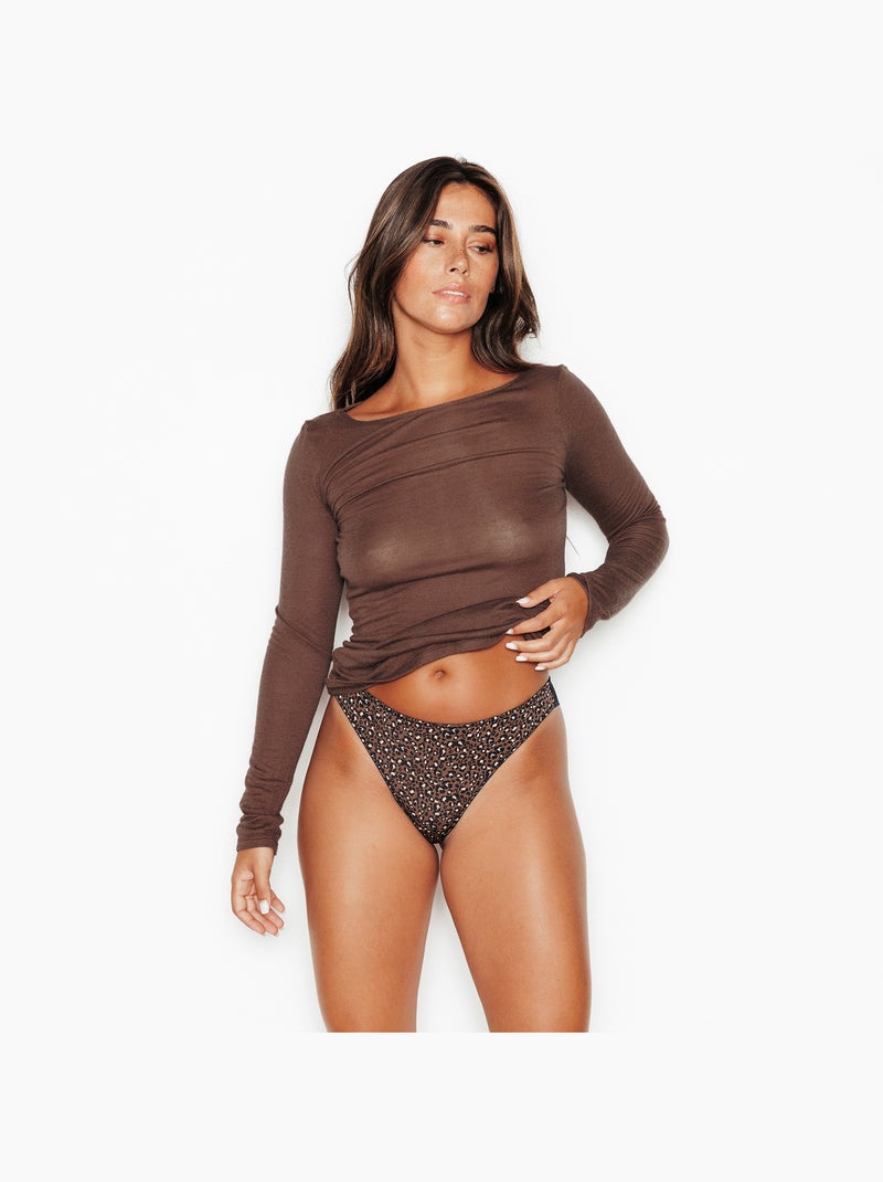 Tanga microfibre et dentelle Bee - RougeGorge Lingerie Noir Multicolore - Kiabi