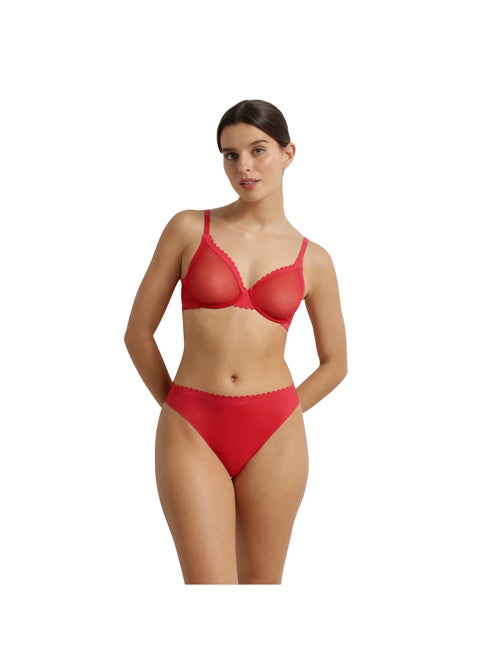Tanga microfibre et tulle Body Touch - Kiabi