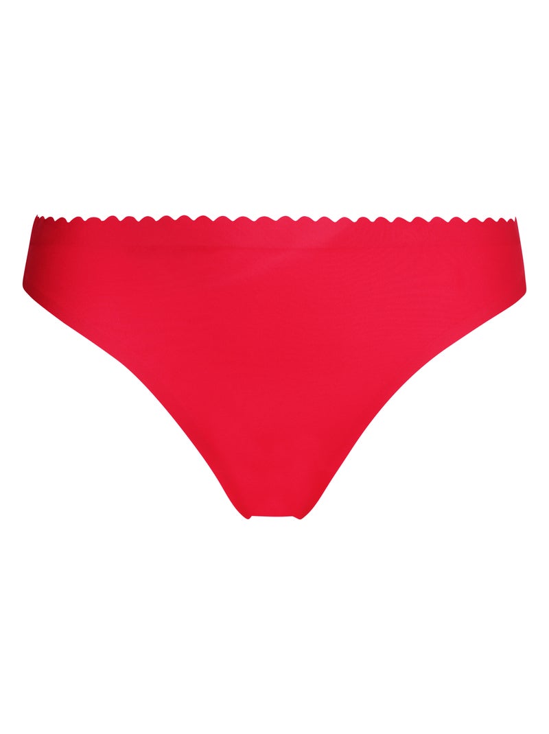 Tanga microfibre et tulle Body Touch Rouge - Kiabi