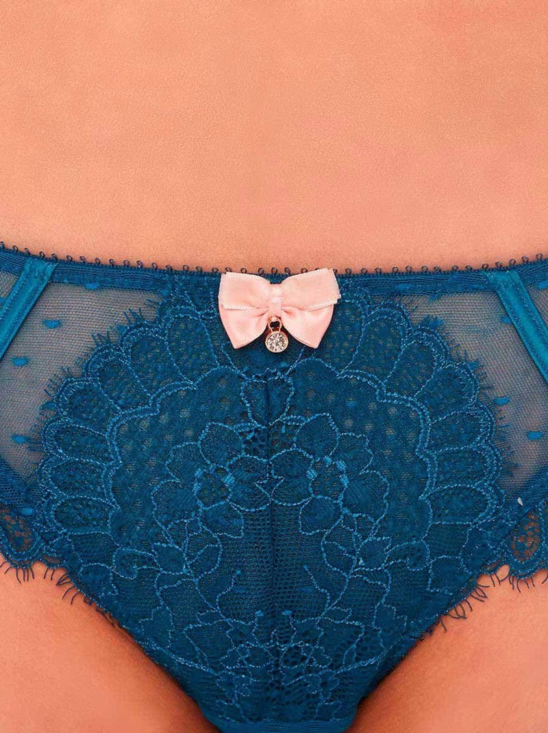 Tanga porte-jarretelles FRIVOLE - Brigitte Bardot Lingerie Bleu - Kiabi