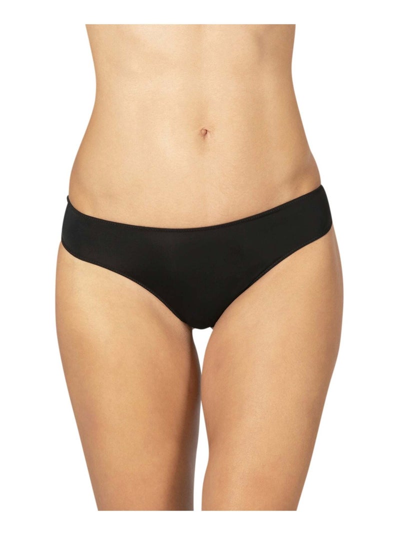 Tanga RÉSILLE FLORALE Noir - Kiabi