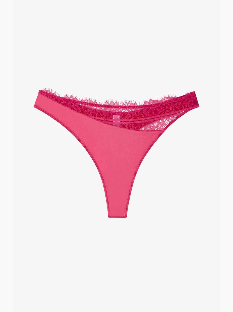 Tanga satin femme penti Rose fluo/Solinotes - Kiabi