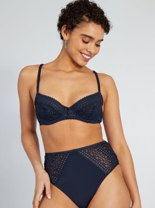 Tanga taille haute en dentelle - Kiabi