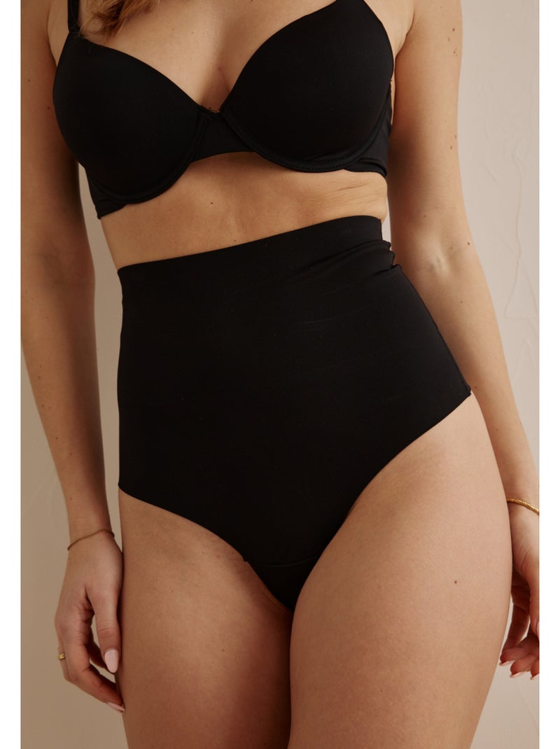 Tanga taille haute Louna Noir - Kiabi