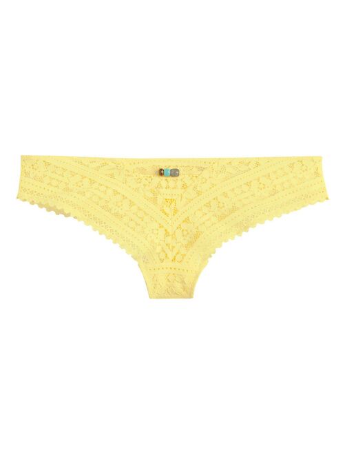 Tanga en dentelle taille haute - Jaune moutarde - Kiabi - 7.00€