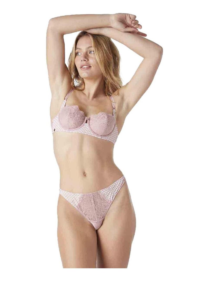 Tanga VICHY CHIC - Brigitte Bardot Lingerie Rose - Kiabi