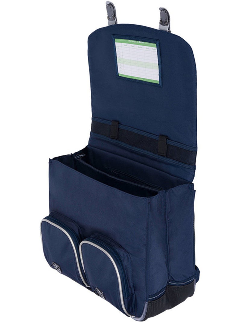 Tann’s Hortense cartable 41 cm en polyester recyclé, fleurs 2 poches Bleu marine - Kiabi