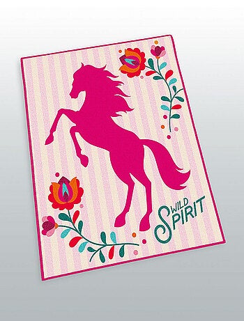 Tapis - Cheval -Wild Spirit - Rose - 100 cm x 120 cm