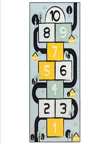 Tapis - voiture et marelle - 95 cm x 200 cm