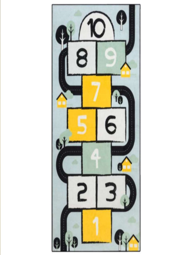 Tapis - voiture et marelle - 95 cm x 200 cm Multicolore - Kiabi