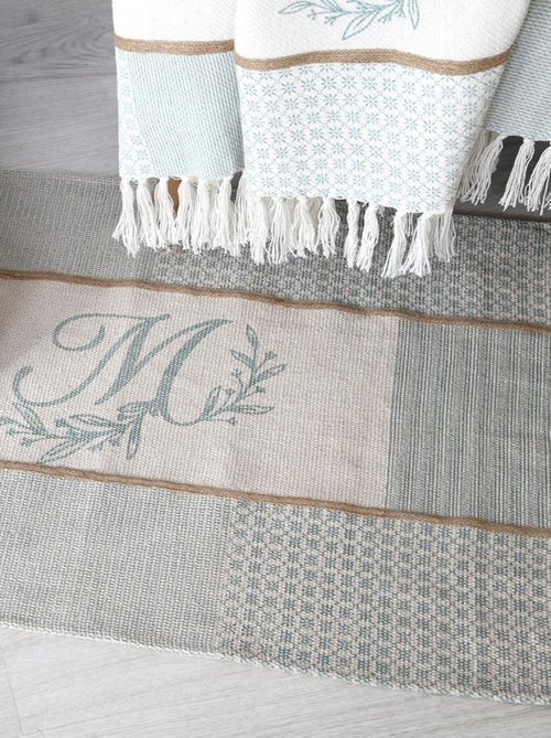 Tapis 60x90 cm Constance azur coton - Kiabi