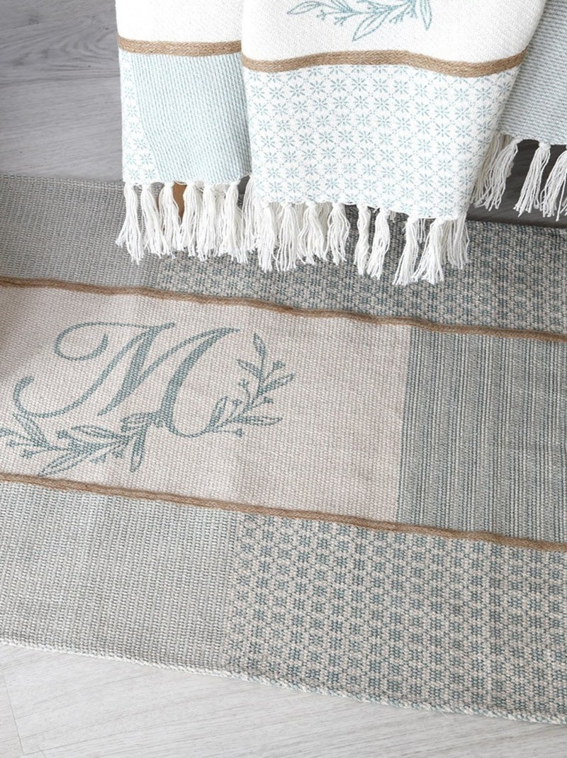 Tapis 60x90 cm Constance azur coton Bleu - Kiabi