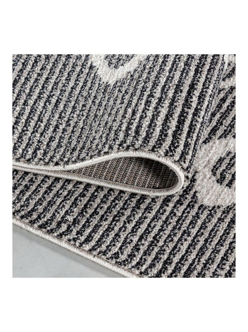 Tapis à courtes mèches berbère ethnique Tribute Noir - Kiabi