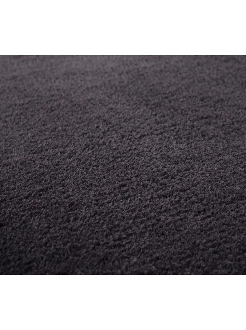 Tapis à courtes mèches microfibre doux Velluto Noir Gris anthracite - Kiabi