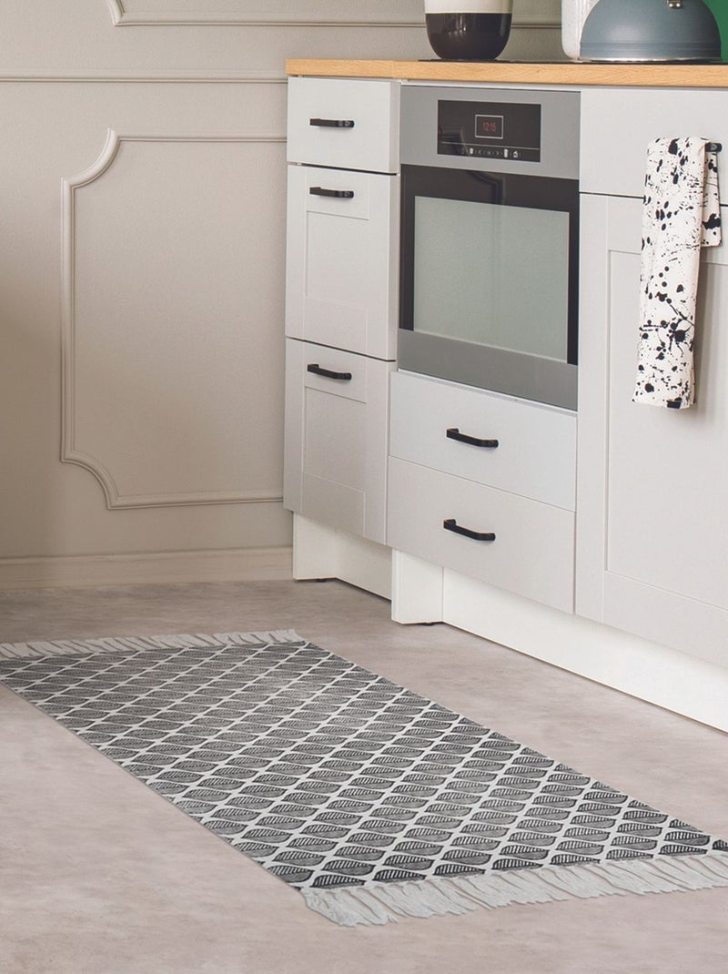 Tapis à frange modèle Zeste Blanc - Kiabi