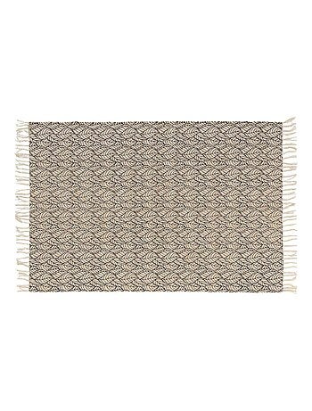Tapis à franges 120x170 cm Kalinda noir coton jute